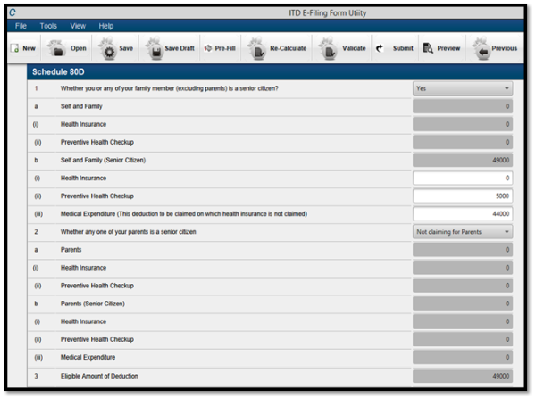 Total deduction under section 80D