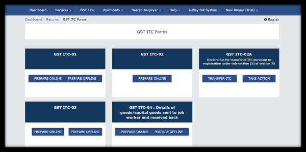 GST ITC Forms