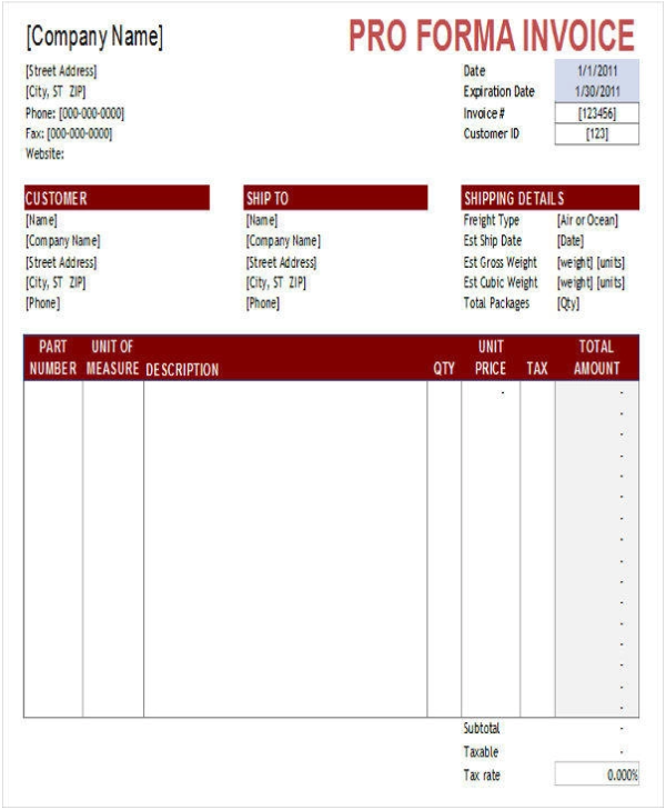 Proforma Invoice