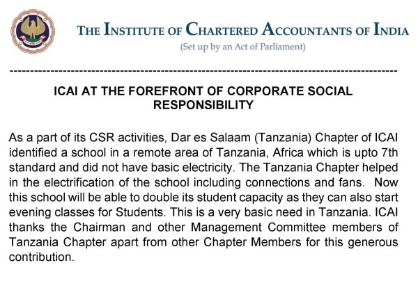 ICAI at the forefront of Corporate Social Responsibility