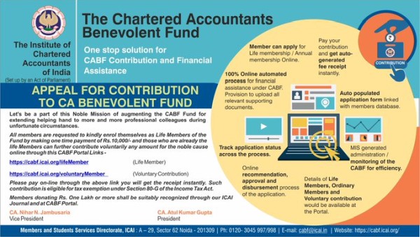 ICAI Appeals for Contribution to CA Benevolent Fund