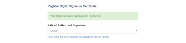 Your DSC has been successfully registered