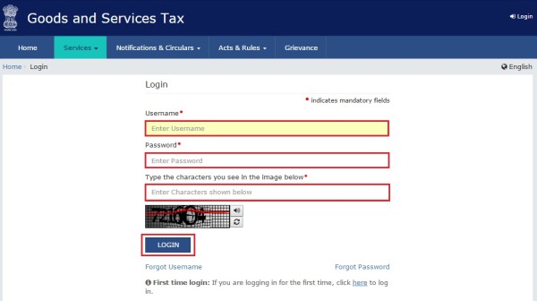 Log into the GST Portal by entering your login Credentials