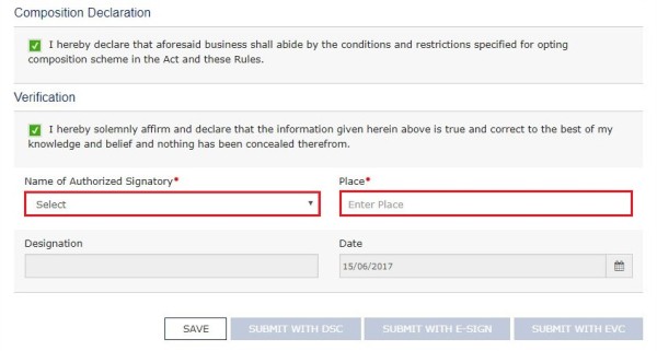 Select the Authorized Signatory