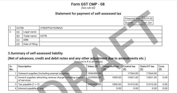 GST CMP-08 is displayed in a pdf format.