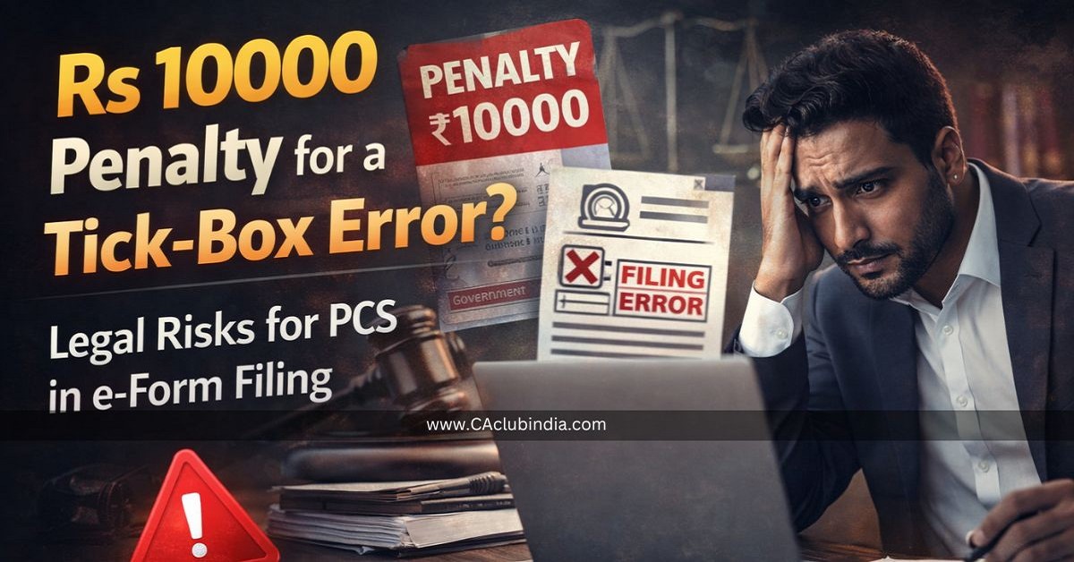 Rs 10,000 Penalty for a Tick-Box Error  Legal Risks for PCS in e-Form Filing
