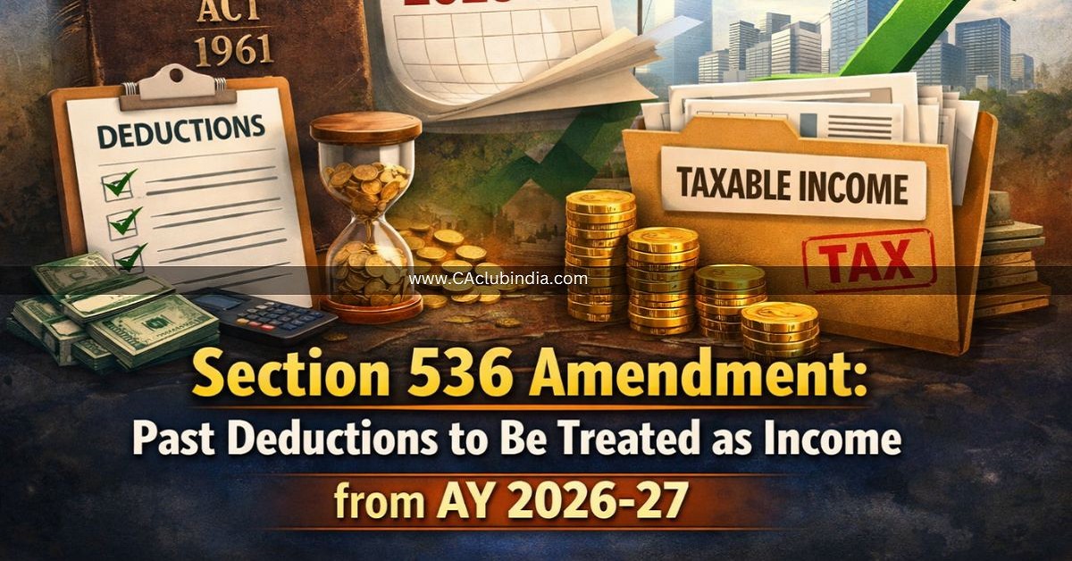 Section 536 Amendment: Past Deductions to Be Treated as Income from AY 2026-27