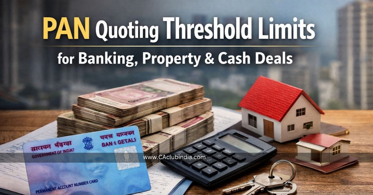 PAN Quoting Threshold Limits for Banking, Property and Cash Deals under Draft Income Tax Rules, 2026