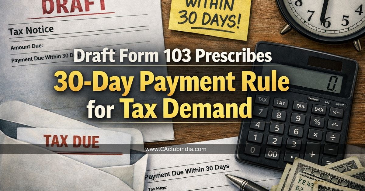 Draft Form 103 Prescribes 30-Day Payment Rule for Tax Demand