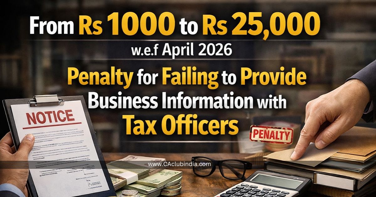 From Rs 1000 to Rs 25,000 w.e.f April 2026: Penalty for Failing to Provide Business Information with Tax Officers