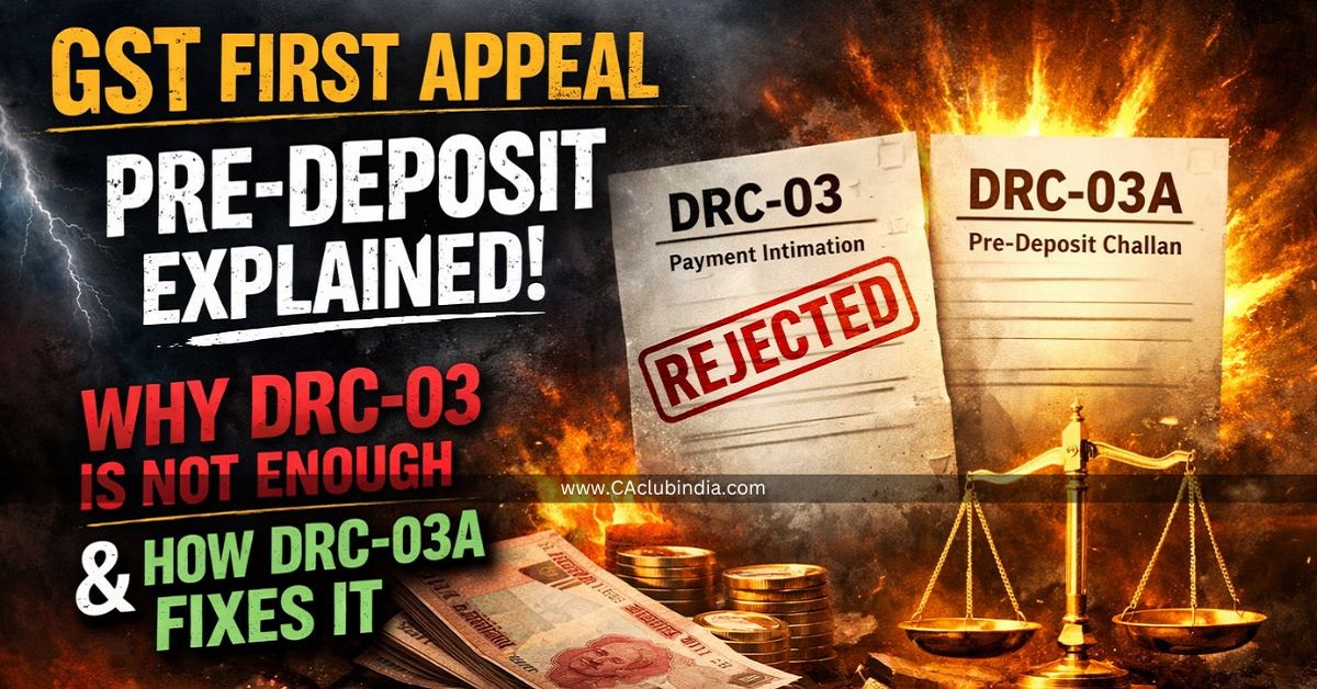 GST First Appeal Pre-Deposit Explained: Why DRC-03 Is Not Enough and How DRC-03A Fixes It