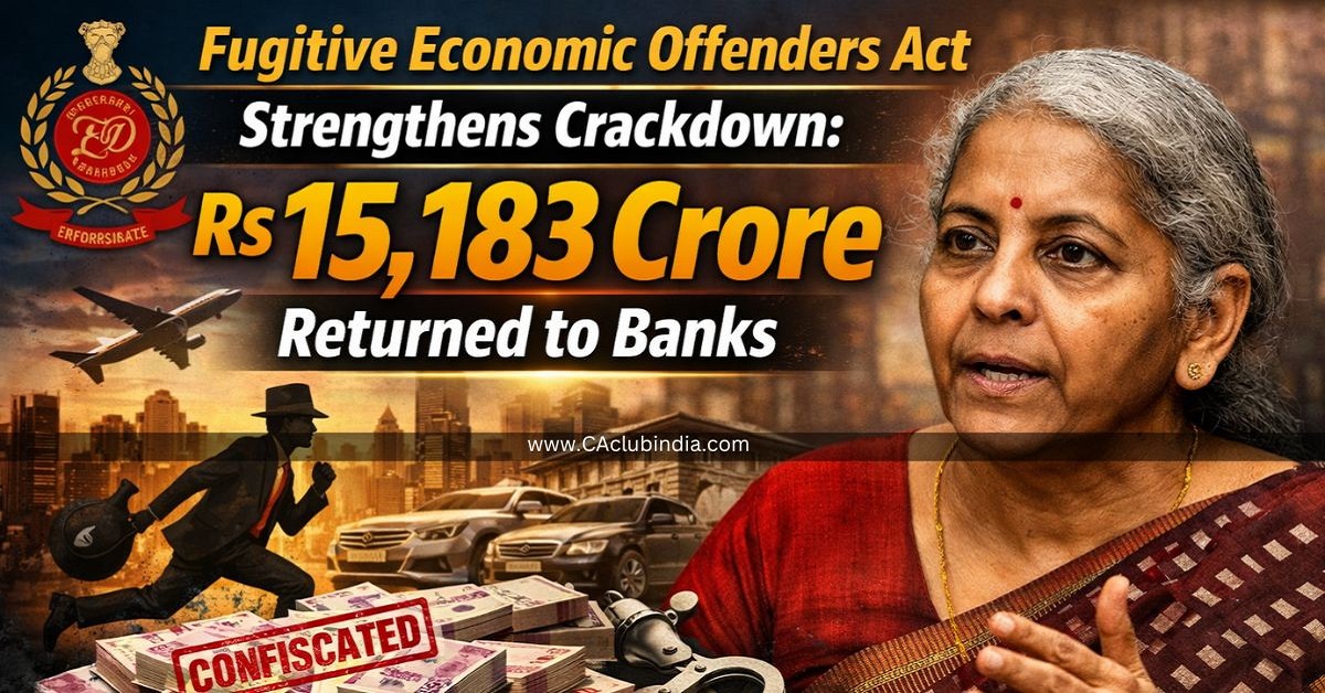 Fugitive Economic Offenders Act Strengthens Crackdown: Rs 15,183 Crore Returned to Banks, FM Tells Lok Sabha
