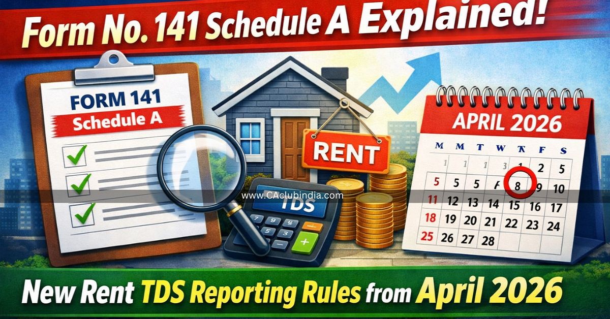 Form No. 141 Schedule A Explained: New Rent TDS Reporting Rules from April 2026