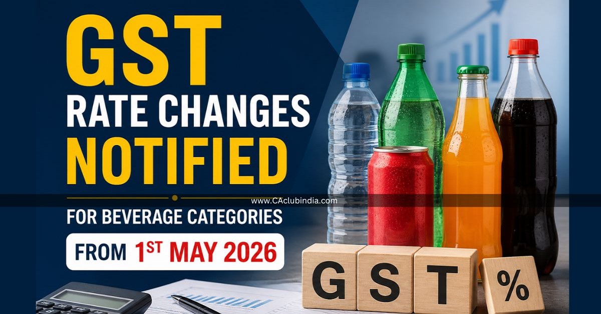 GST Rate Changes Notified for Beverage Categories from 1st May 2026