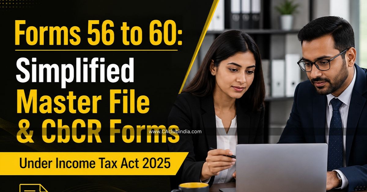 Forms 56 to 60: Simplified Master File and CbCR Forms Under Income Tax Act 2025