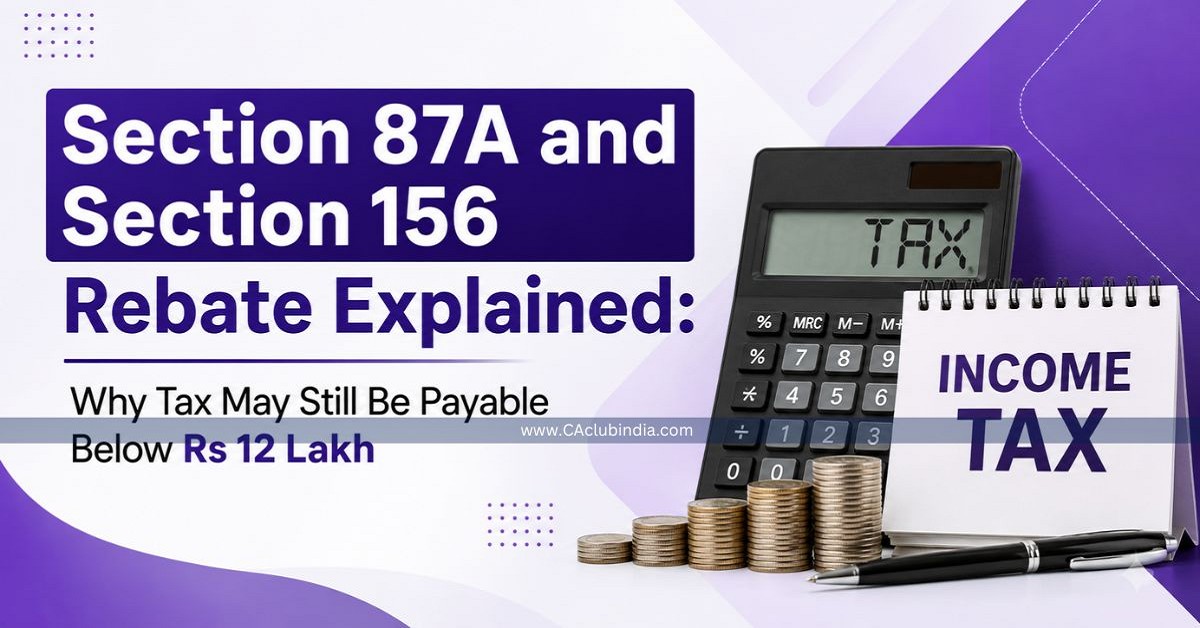 Section 87A and Section 156 Rebate Explained: Why Tax May Still Be Payable Below Rs 12 Lakh Section 87A and Section 156 Rebate Explained: Why Tax May Still Be Payable Below Rs 12 Lakh