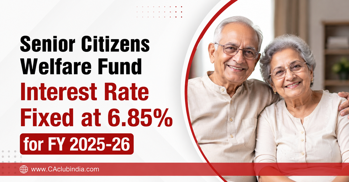 Senior Citizens Welfare Fund Interest Rate Fixed at 6.85 for FY 2025-26 Senior Citizens Welfare Fund Interest Rate Fixed at 6.85 for FY 2025-26