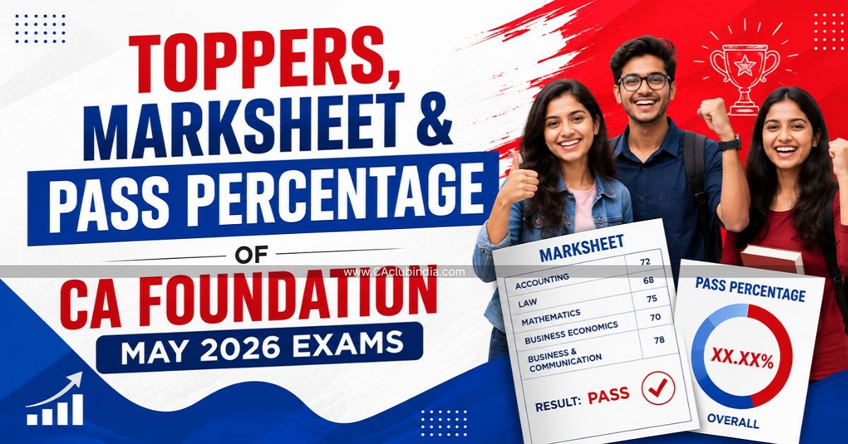 Toppers, Marksheet and Pass Percentage of CA Foundation May 2026 Exams Toppers, Marksheet and Pass Percentage of CA Foundation May 2026 Exams