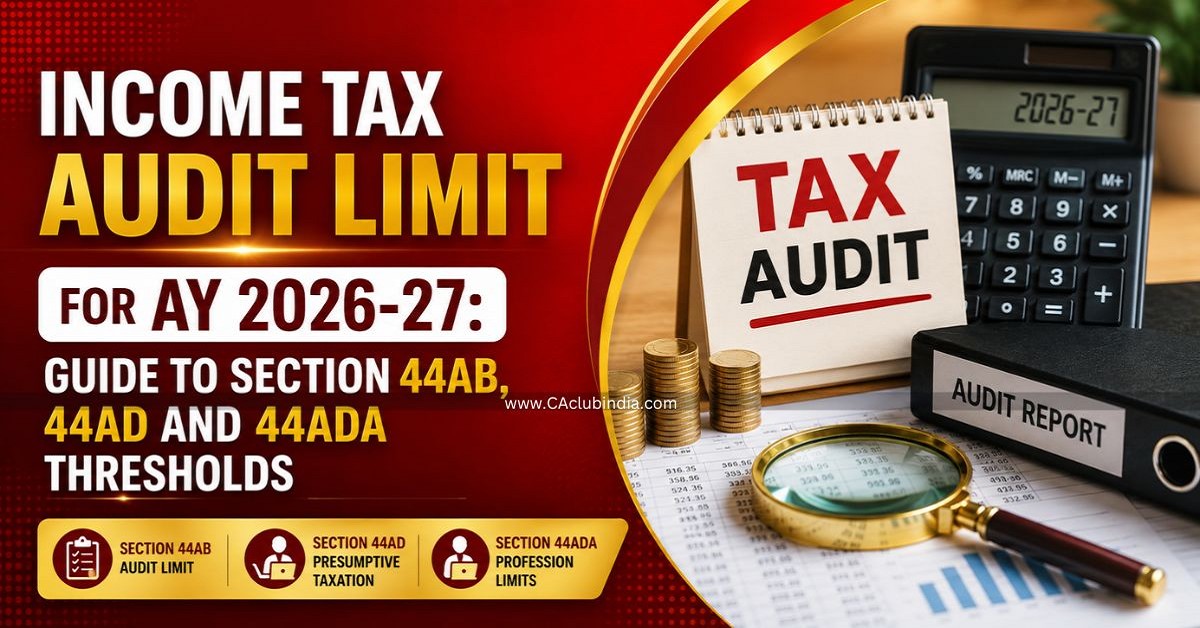 Income Tax Audit Limit for AY 2026-27: Guide to Section 44AB, 44AD and 44ADA Thresholds