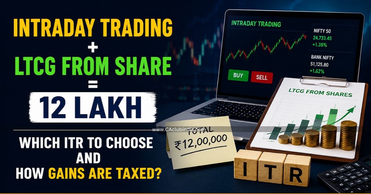 Intraday Trading   LTCG From Share   12 Lakh: Which ITR To Choose and How Gains are Taxed  