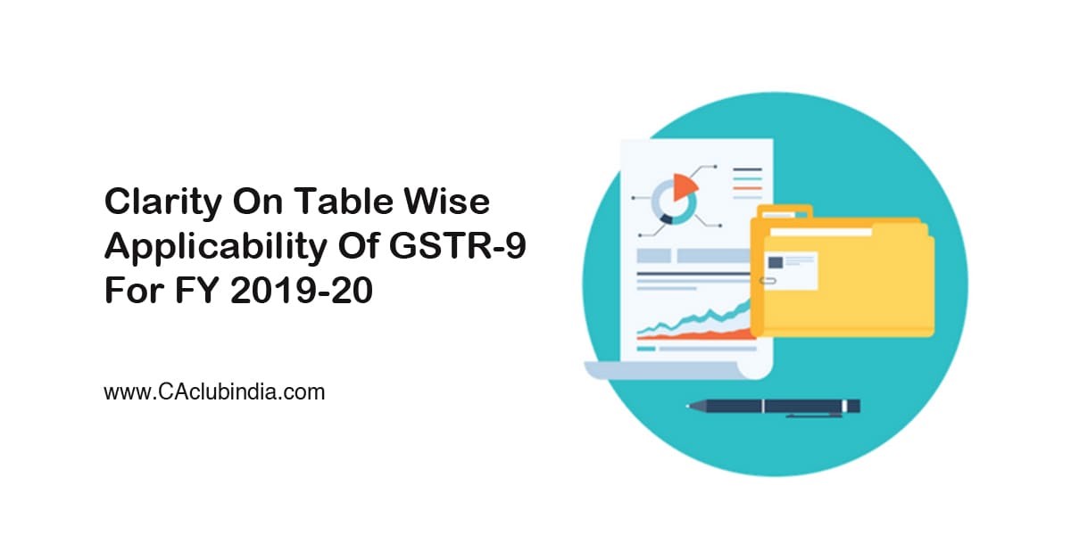 Clarity On Table Wise Applicability Of GSTR-9 For FY 2019-20