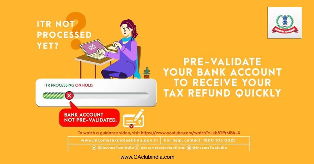 Learn how to Pre-Validate your bank account on the e-Filing portal of IT Department