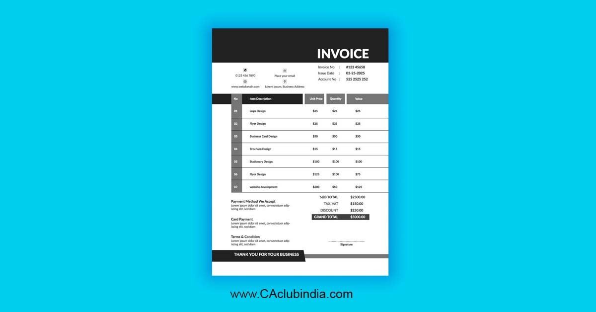 Self-generated Tax Invoice for GST supply under RCM along with the Invoice format