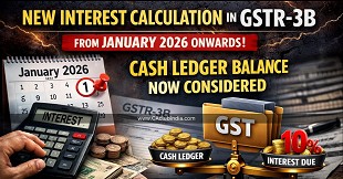 New Interest Calculation in GSTR-3B From January 2026 Onwards: Cash Ledger Balance Now Considered