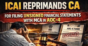 ICAI Reprimands CA for Filing Unsigned Financial Statements with MCA in AOC-4