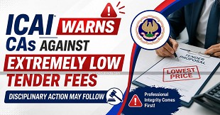 ICAI Warns CAs Against Extremely Low Tender Fees, Disciplinary Action May Follow