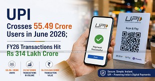 UPI Crosses 55.49 Crore Users in June 2026; FY26 Transactions Hit Rs 314 Lakh Crore
