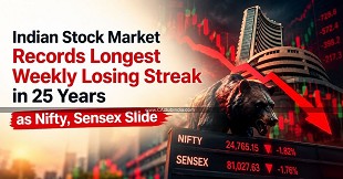 Indian Stock Market Records Longest Weekly Losing Streak in 25 Years as Nifty, Sensex Slide