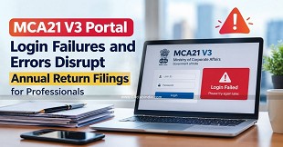 MCA21 V3 Portal Login Failures and Errors Disrupt Annual Return Filings for Professionals