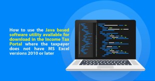 How to use the Java based software utility available for download in the Income Tax Portal where the taxpayer does not have MS Excel versions 2010 or later