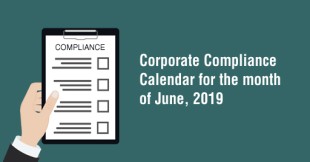 Corporate compliance calendar for the month of June, 2019