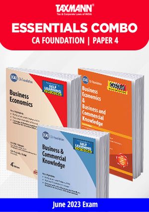 ESSENTIALS COMBO | CA Foundation | June 2023 Exams – Paper 4 | Business Economics & Business and Commercial Knowledge (Economics & BCK) | STUDY MATERIALs & CRACKER |Set of 3 Books